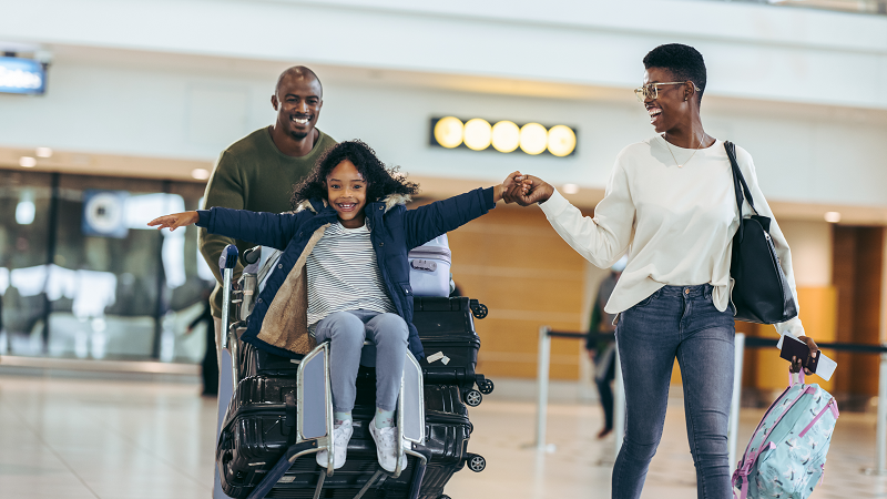 Family travelling in car