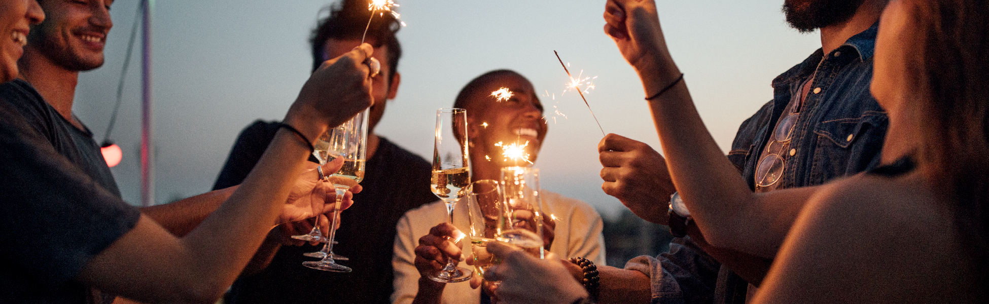 Outdoors celebration with sparklers