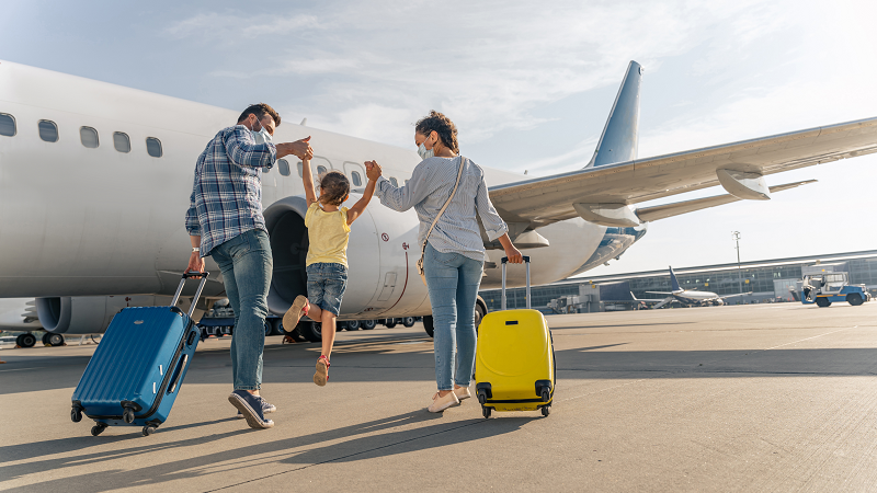 Family about to board a plane